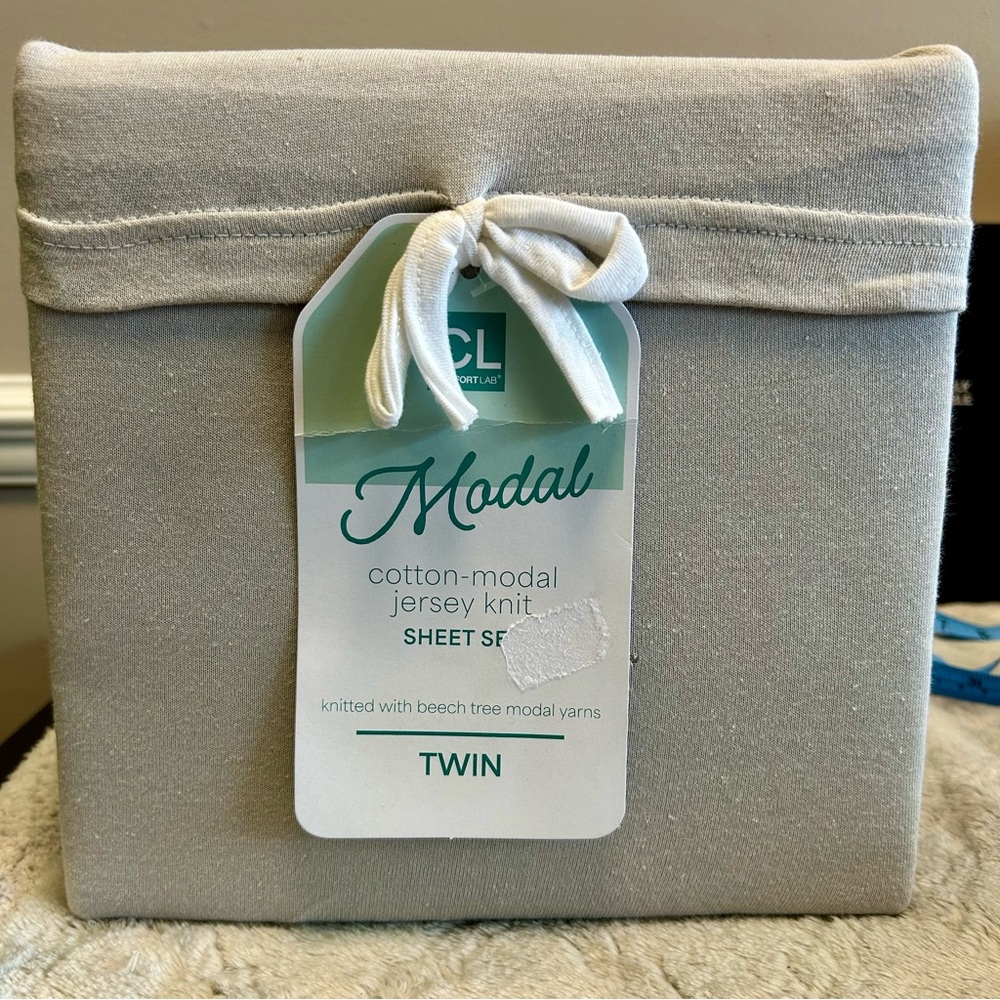 Gray Cotton-Modal Jersey Knit Sheet Set Twin Comfort Lab New